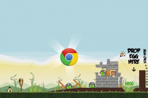 Angry Birds Chrome - расположение Логотипа на Уровне 2-20