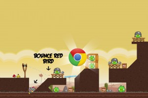 Angry Birds Chrome - расположение Логотипа на Уровне 3-7