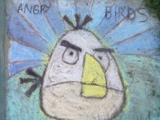 Angry Birds мелками - Белый