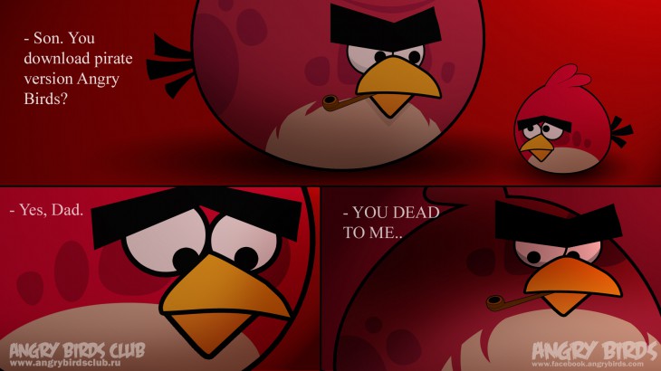 Обои-комикс Angry Birds "Качаешь пиратку?"