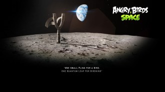 Обои Angry Birds Space Лунная рогатка 1920x1080