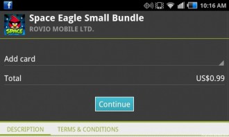 Покупка Space Eagle в Angry Birds Space через Google Play на Android